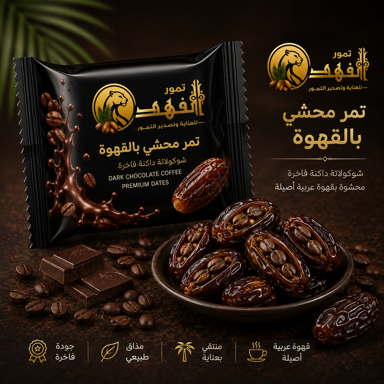 تمر بالشيكولاته والقهوة